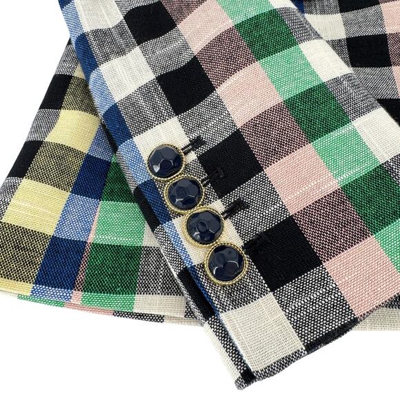 Veronica Beard Cutaway Gingham Checkered Dickey Blazer Jacket Multicolor Size 8 - Picture 6 of 16